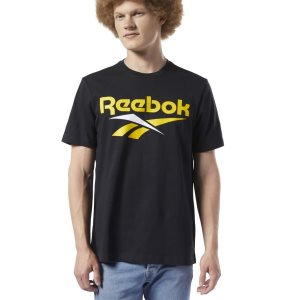 Reebok Classic Vector T Shirt Herren - Schwarz/HellGrün Gelb - DE 185-PHG